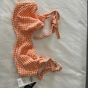 NWT XXS curve love gingham tie strap bikini top